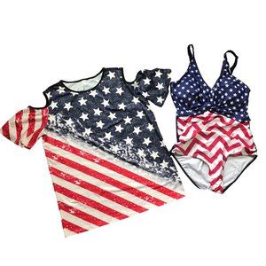Unbranded Women's American Flag One‎ Piece Bathing Suit, Patriotic Shirt XL New